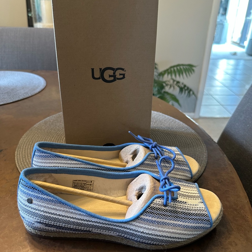 Ugg W Marleigh Serape Canvas Espadrille Peep Toe Shoe